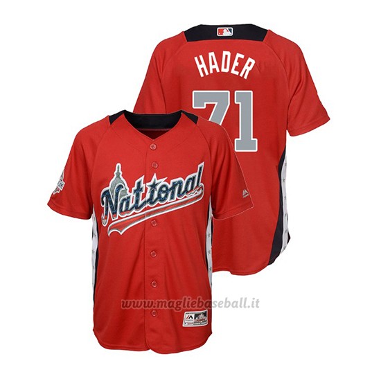Maglia Baseball Bambino All Star Game Majestic Josh Hader 2018 1ªRun Derby National League Rosso